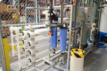 The USP purified water system equipment at the manufacturing facility